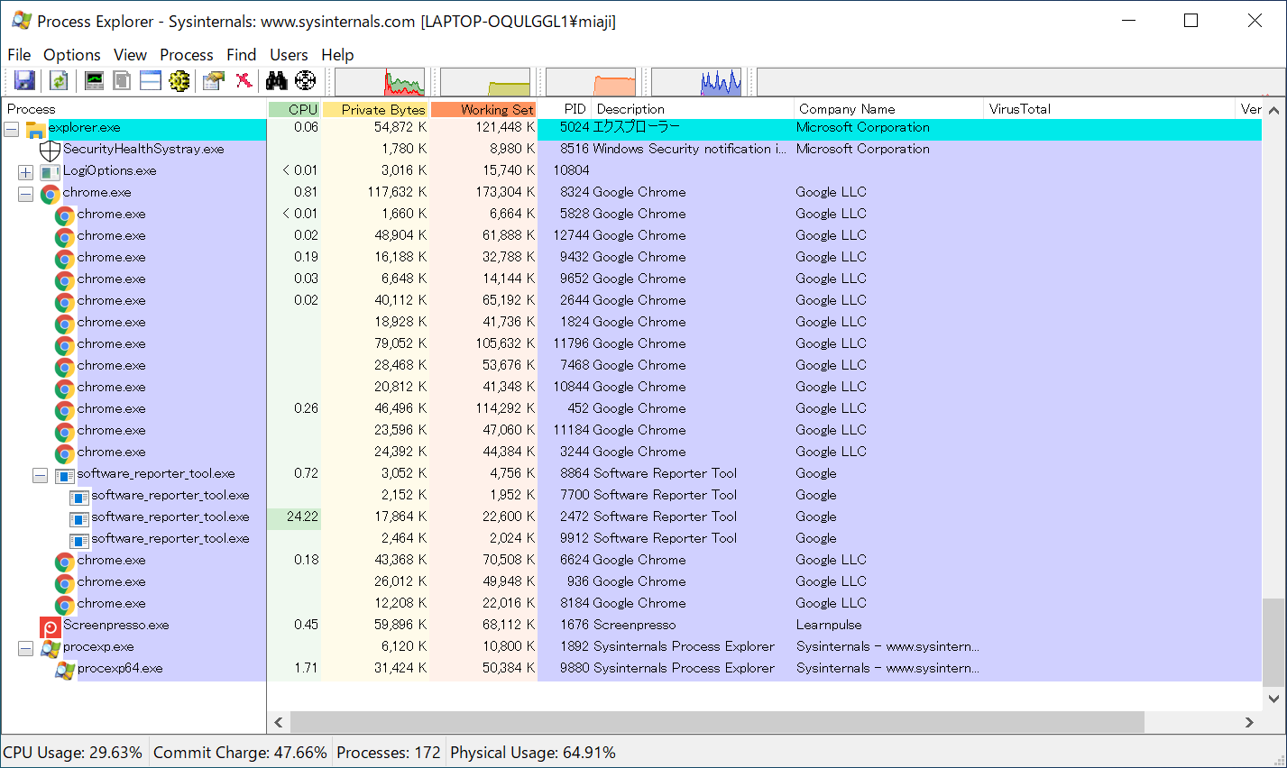 windows sysinternals process explorer